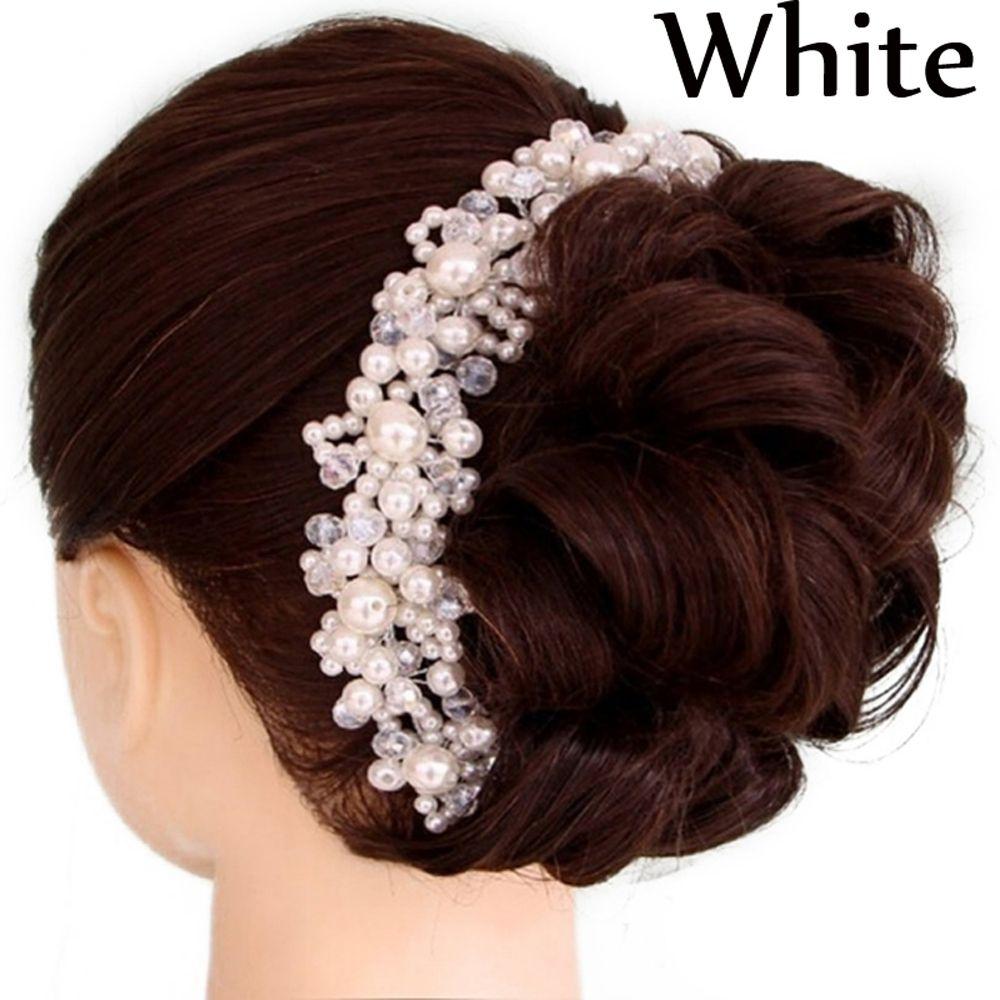 

New Jewelry Romantic Flower Pearl Headband Hair Clip Wedding Bridal Crystal Hairband белый