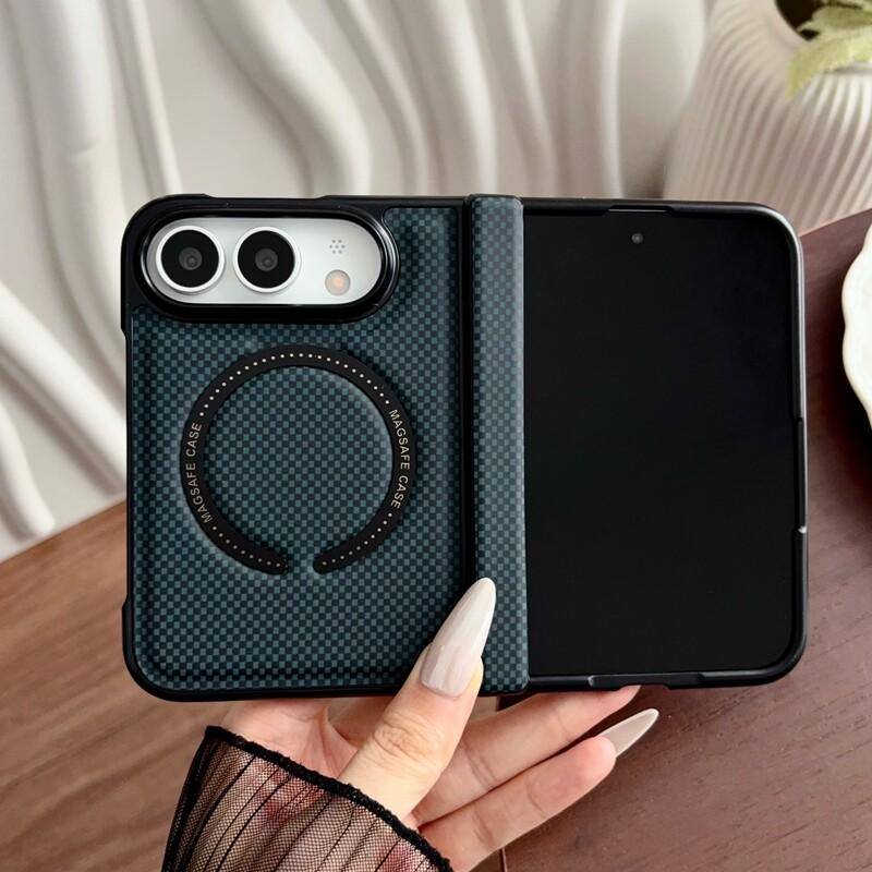 For iPhone Duo Fold Case Luxury PU Leather Skin-friendly Magnetic Protective Back Cover MagSafe Wireless Charging Phone Shell