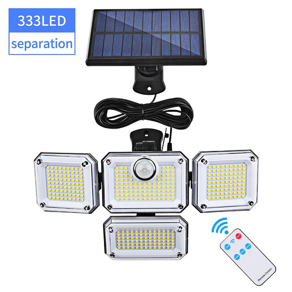 

1 Set solar power LED light four head rotating human body induction remote control wall lamp outdoor corridor lighting