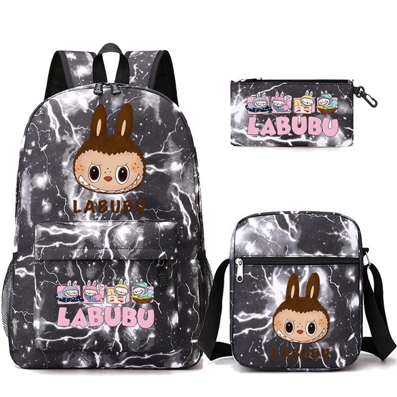 3Pcs/set Cute Printed Backpack with Shoulder Bag Pencil Case Student Girl Boy Schoolbag Large Capacity Bookbag Travel Bag