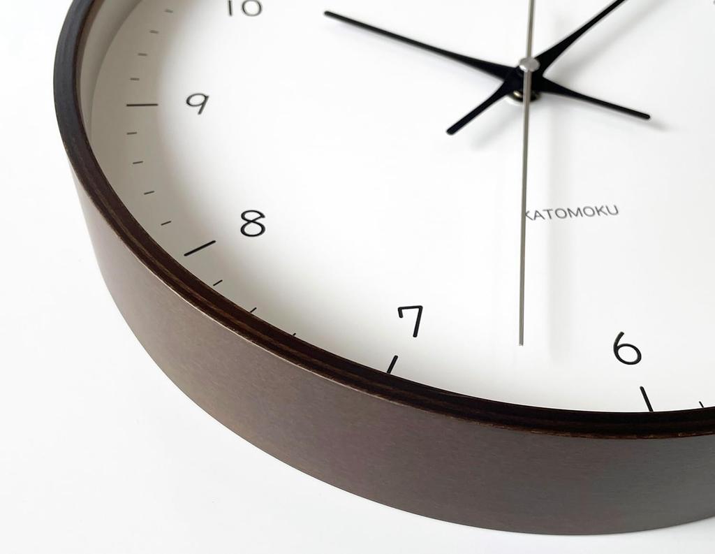 KATOMOKU Plywood Clock 12 Brown Wall Continuous Second Diameter km-80BRRCS Clock, Hand, 30.4cm (SKP Radio-controlled Clock)