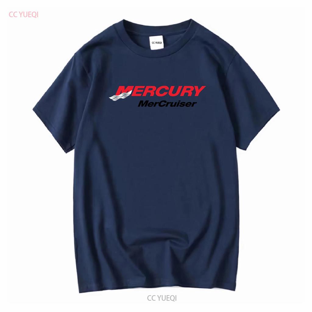 Mercury MerCruiser Outboard Motor Logo White T Shirt Boating Long or Short Sleeves Vintage Washed Soft Top For Everyday Wear