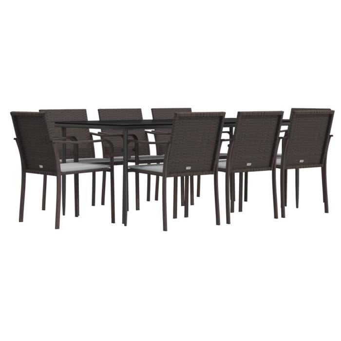 VidaXL Ensemble à manger de jardin 9 pcs coussins résine tressée acier 3186950