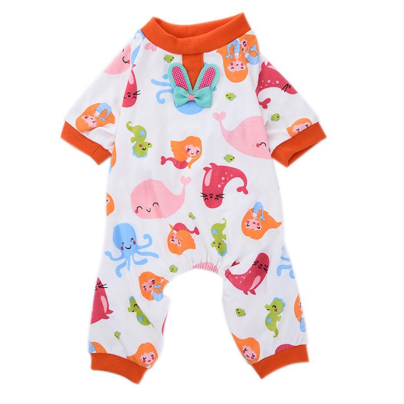 Pet clothes pajamas with elastic washable wear-resistant cotton pajamas dog clothing puppy home