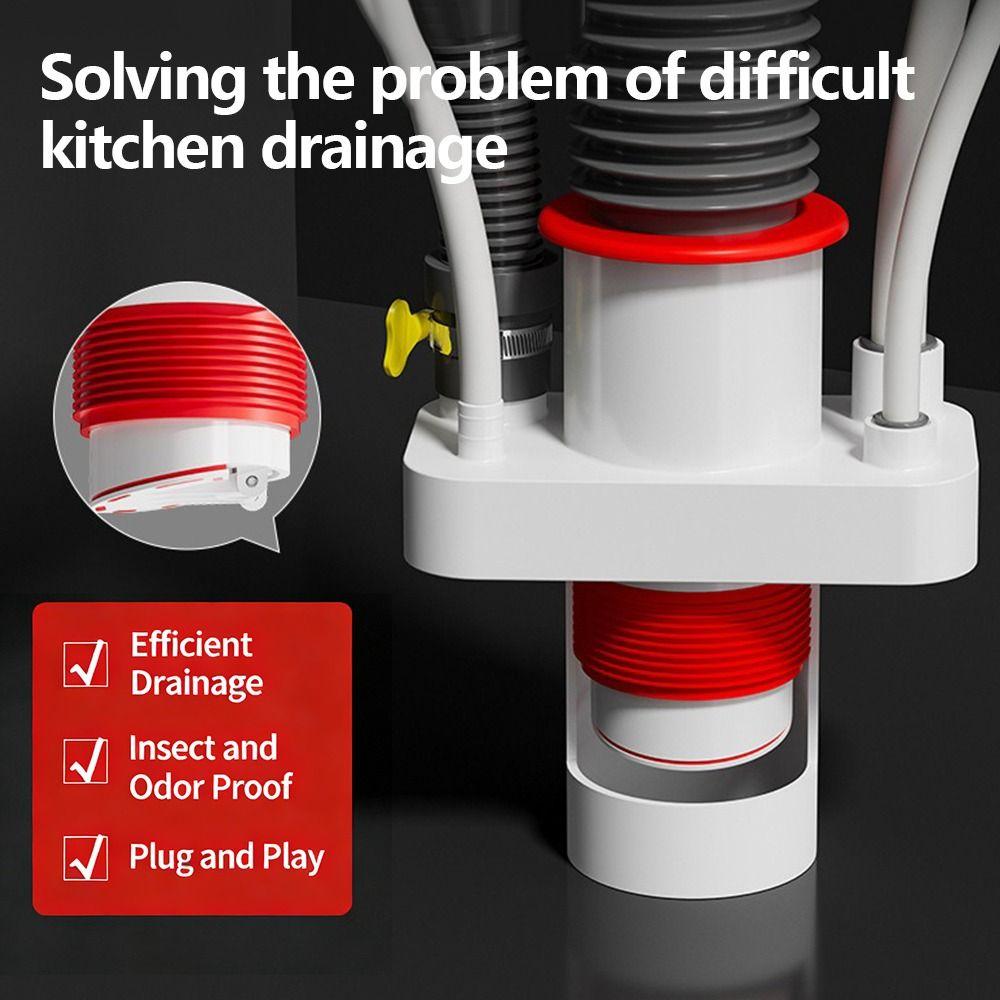 Plastic Kitchen Pipe Connector Odor-Proof Space-Saving Multi-port Drainpipe Joints Multi-Functional Sealing