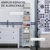 Bathroom Column with 3 Compartments, Door and Adjustable Shelves, for Shower Toilet 34x23x165 Cm White