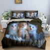 Cat Duvet Cover Set Pet Cats Pattern Twin Bedding Set Cute Kitten For Boys Polyester Mysterious Black Cat King Size Quilt Cover