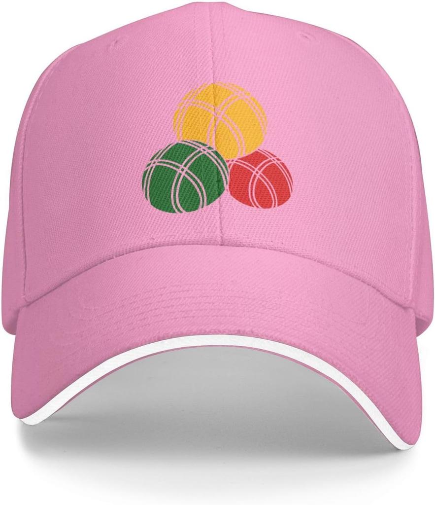 Bocce Balls Lover Graphic Baseball Cap Polyester Adjustable Sandwich Style Sports Hat for Adults