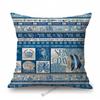 Ocean Blue Sea Life Marine Acquatics Jelly Fish Seashell Starfish Pattern Stylish Nordic Pillow Case Cotton Linen Cushion Cover