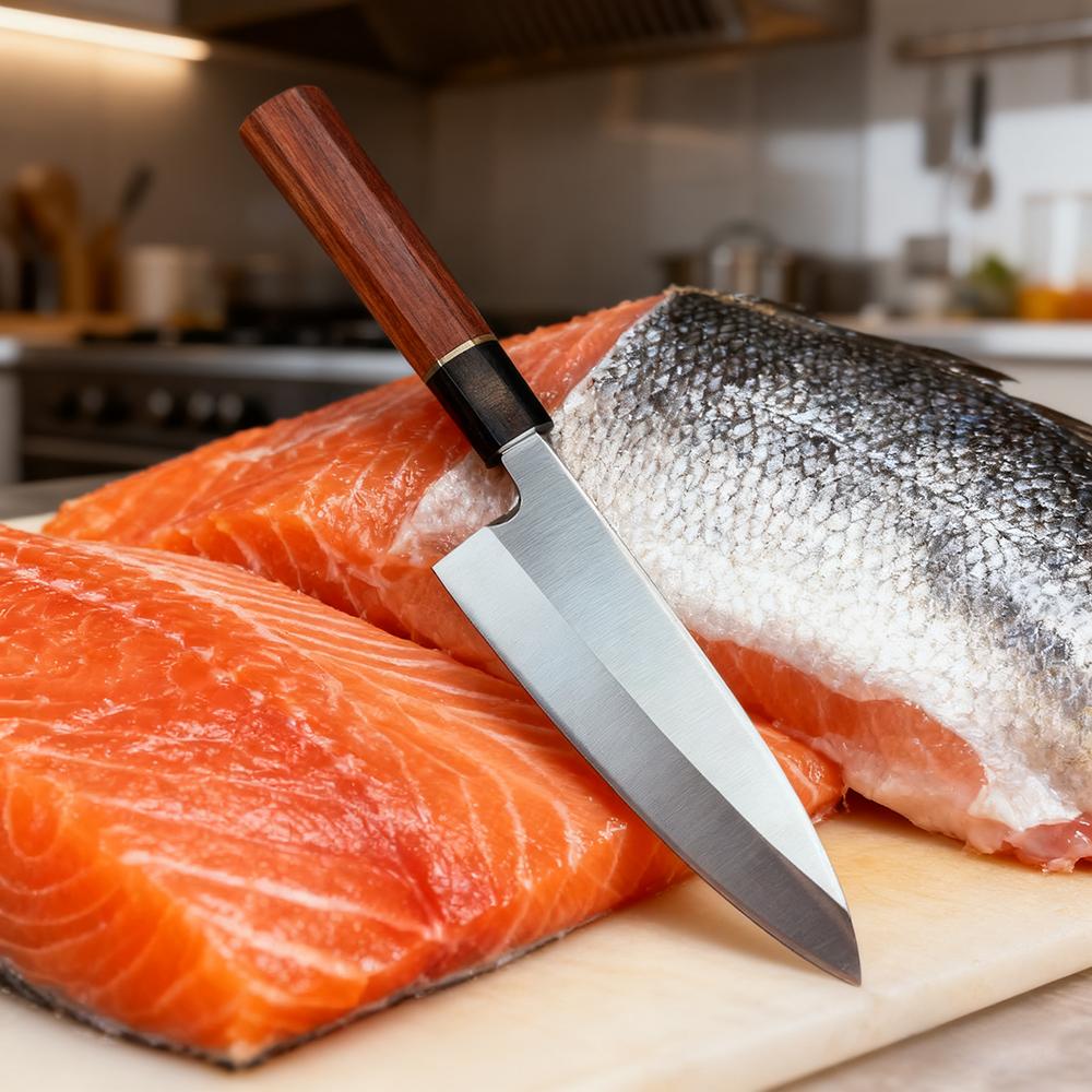 Deba Knife Single-edged Blade Germany 1.4116 Steel Wood Handle Chef Cleaver Sashimi Meat Slicing Sushi Vegetables Kitchen Knives