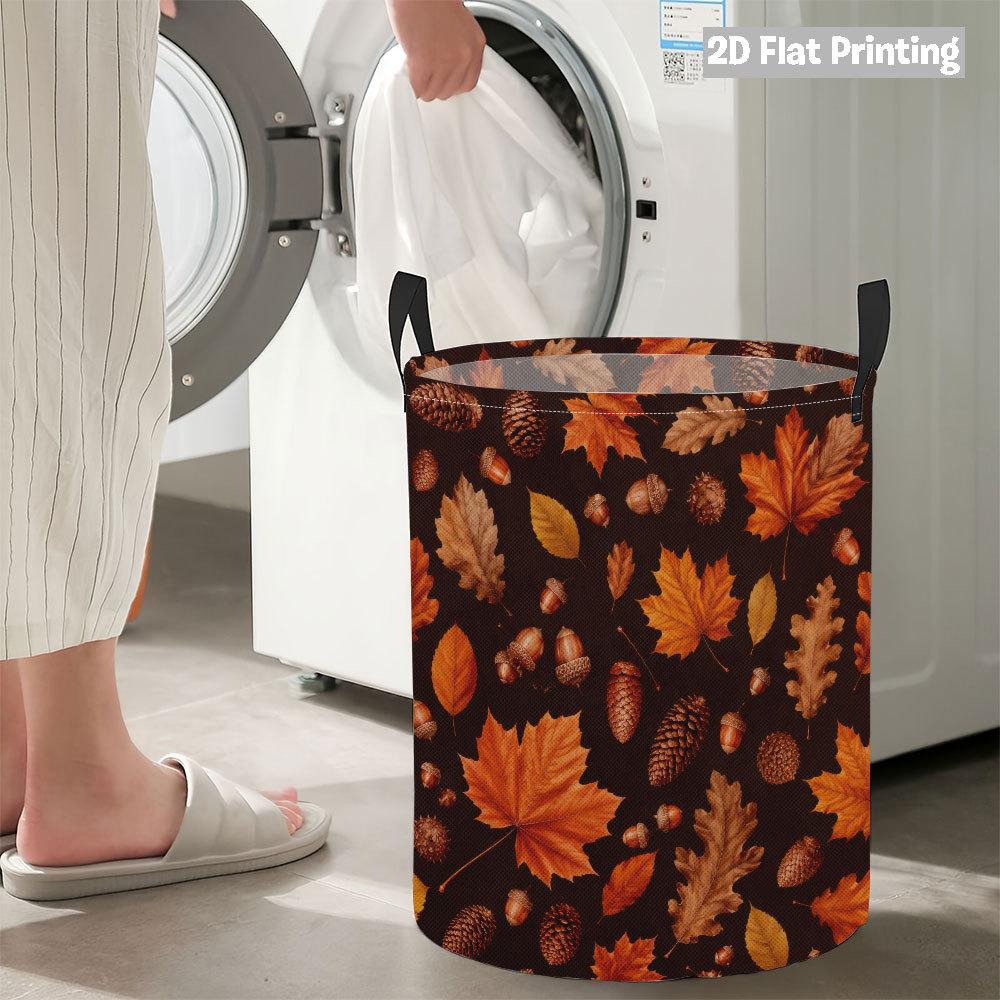 Collapsible Laundry Basket Large Round Waterproof Fabric Hamper Dirty Clothes Storage Bin Toy Organizer with Handles
