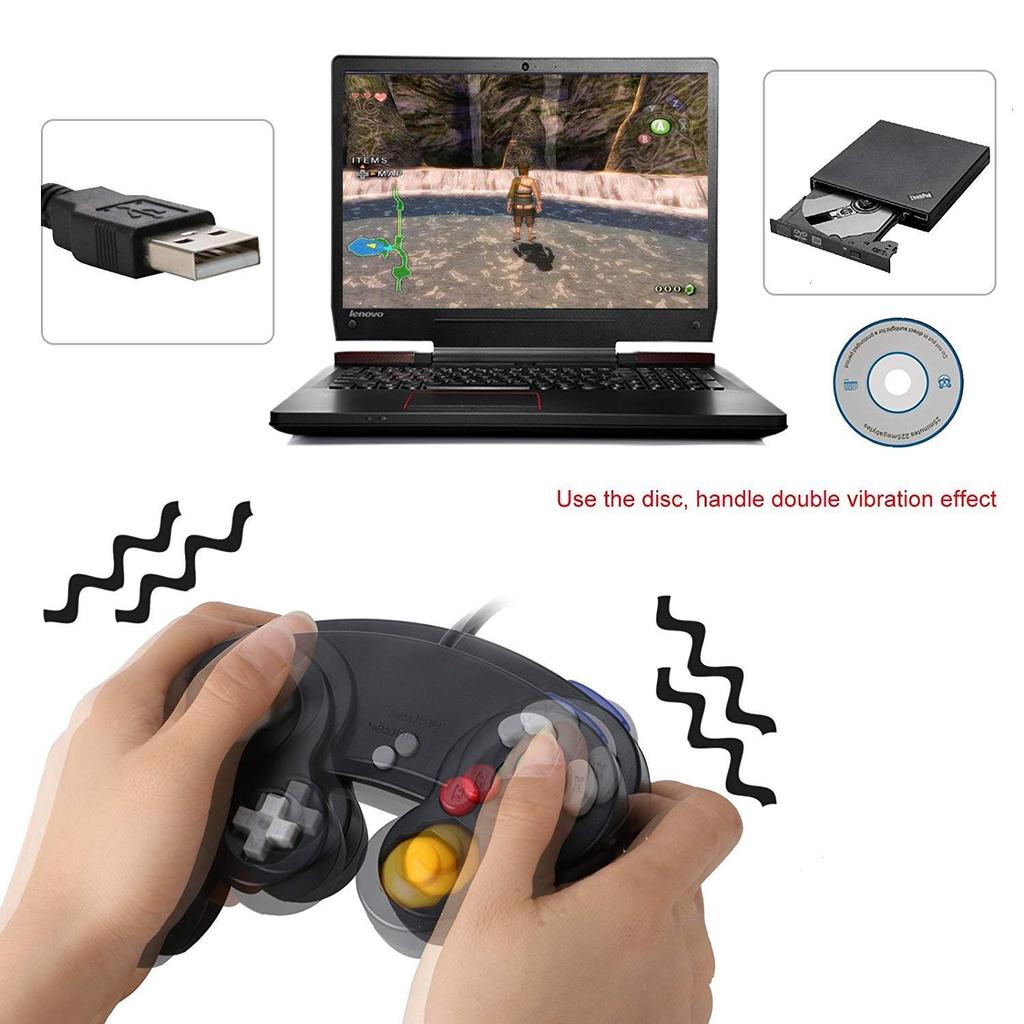 Arrocent GC Controller, Replacement for Gamecube Controller, Compatible with Wired USB Game Cube Controller/PC Windows 7 8 10 (Black)
