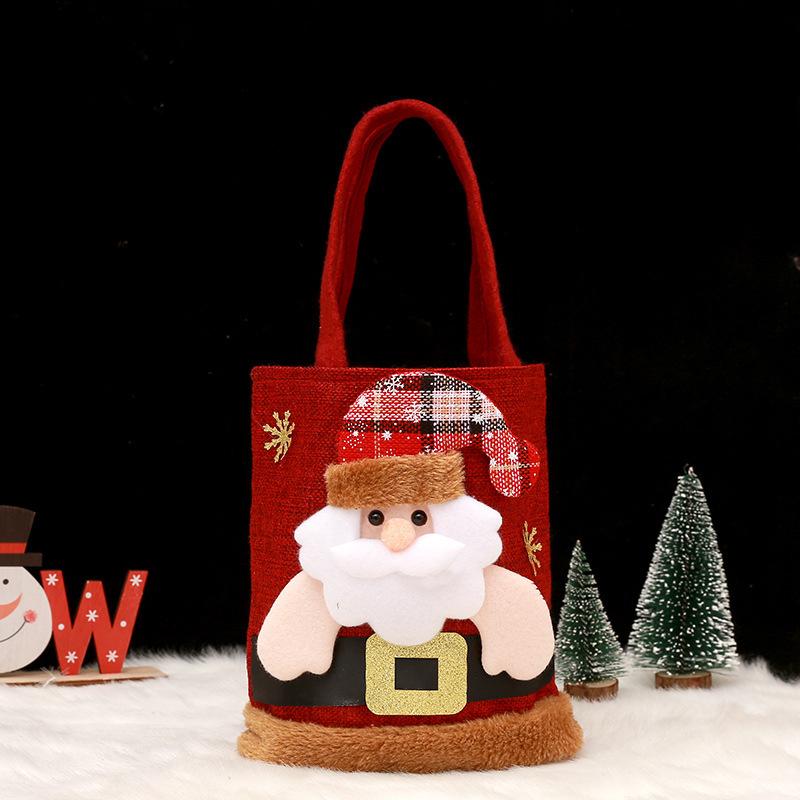 1pc Christmas Gift Bags Handbags Bags Cartoon Snowman Bear Childs Gift Reusable Storage Bags New Year Celebration Party Gift