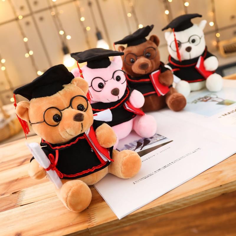 Cute Teddy Bear Plush Toy With Doctor Cap Graduation Doll Gift