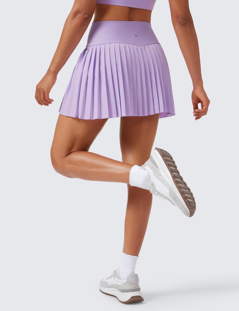 CRZ YOGA Tennisrock mit integrierter High-Light-Shorts Größe M / Golfrock, Faltenrock, Shorts, A-Linie, Taille, Taschen, Lila,