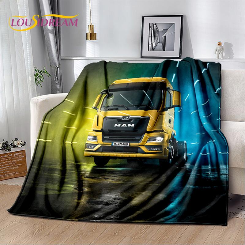 HD Man Truck Lorry 3D Printing Soft Flannel Blankets,Throw Blanket Comfortable Blanket for Picnic Beds Sofa Home Bedroom Gifts
