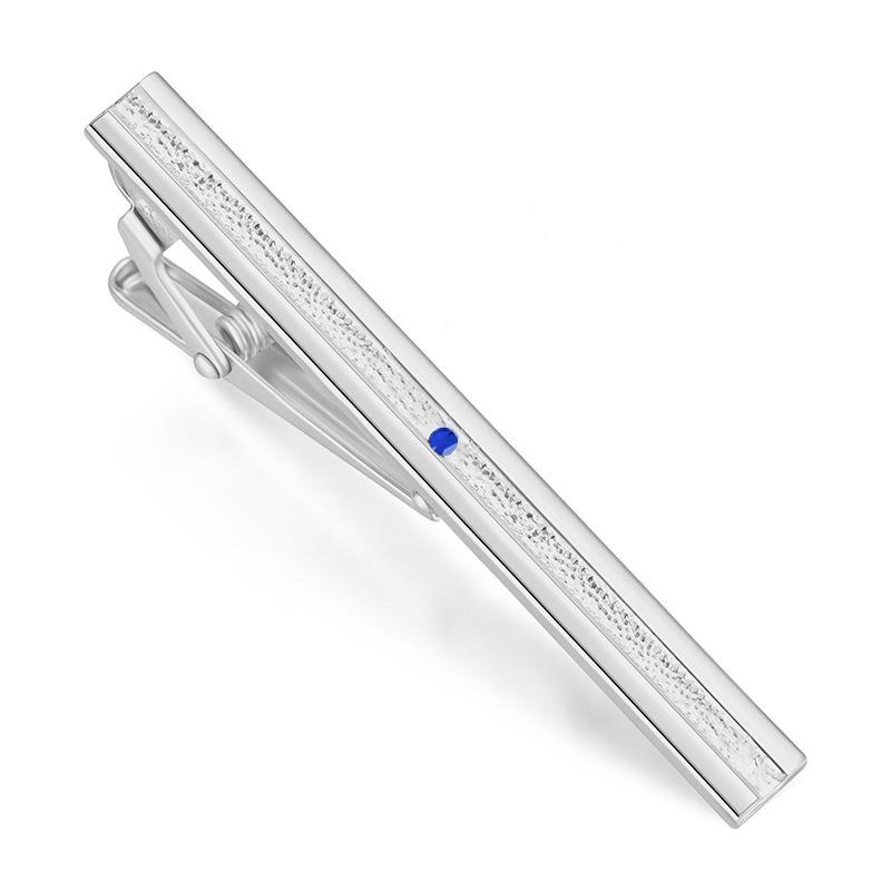 

Copper and Glasses Silver Tie Clip with Laser-Engraved Logo, Anchor, Gold Feather, and Enamel Scissors Design