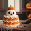 Halloween Crochet Ghost Handmade Knitted Ghost with Pumpkin Hat Cute Plush Ghost Tabletop Decoration