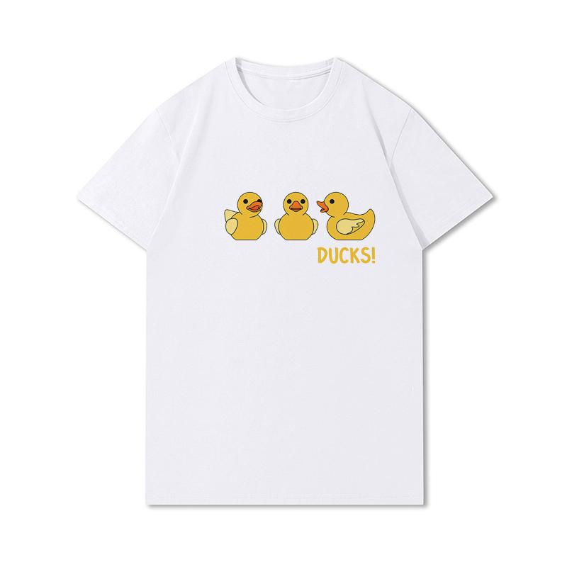 Letní trička větší velikosti pro ženy Whisling Duck Potištěné Neformální tričko s krátkým rukávem Topy 100% bavlna Oversize O Trička s výstřihem