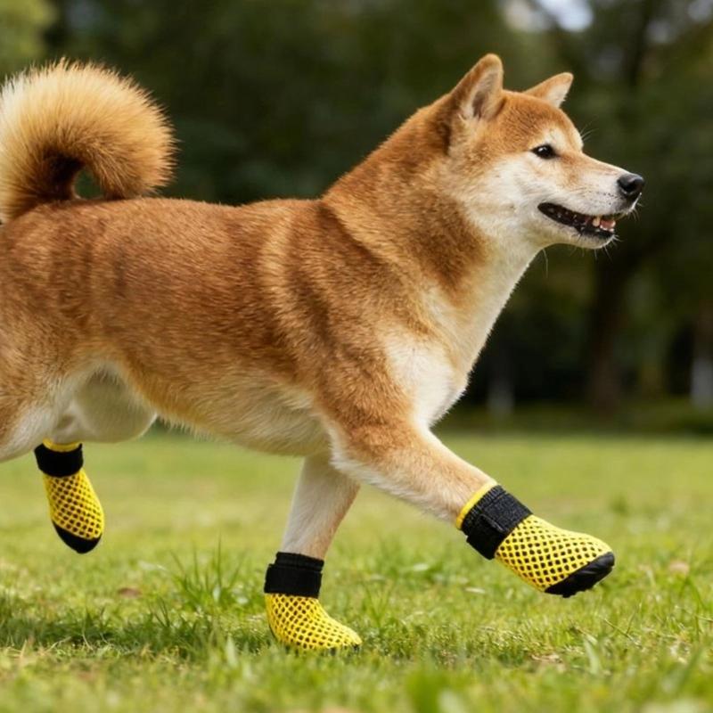 2 Pair Dog Socks Protective Thick Grip Dogs Feet Cover Socks with Adjustable Sticker for Outdoor Prevents Sliding