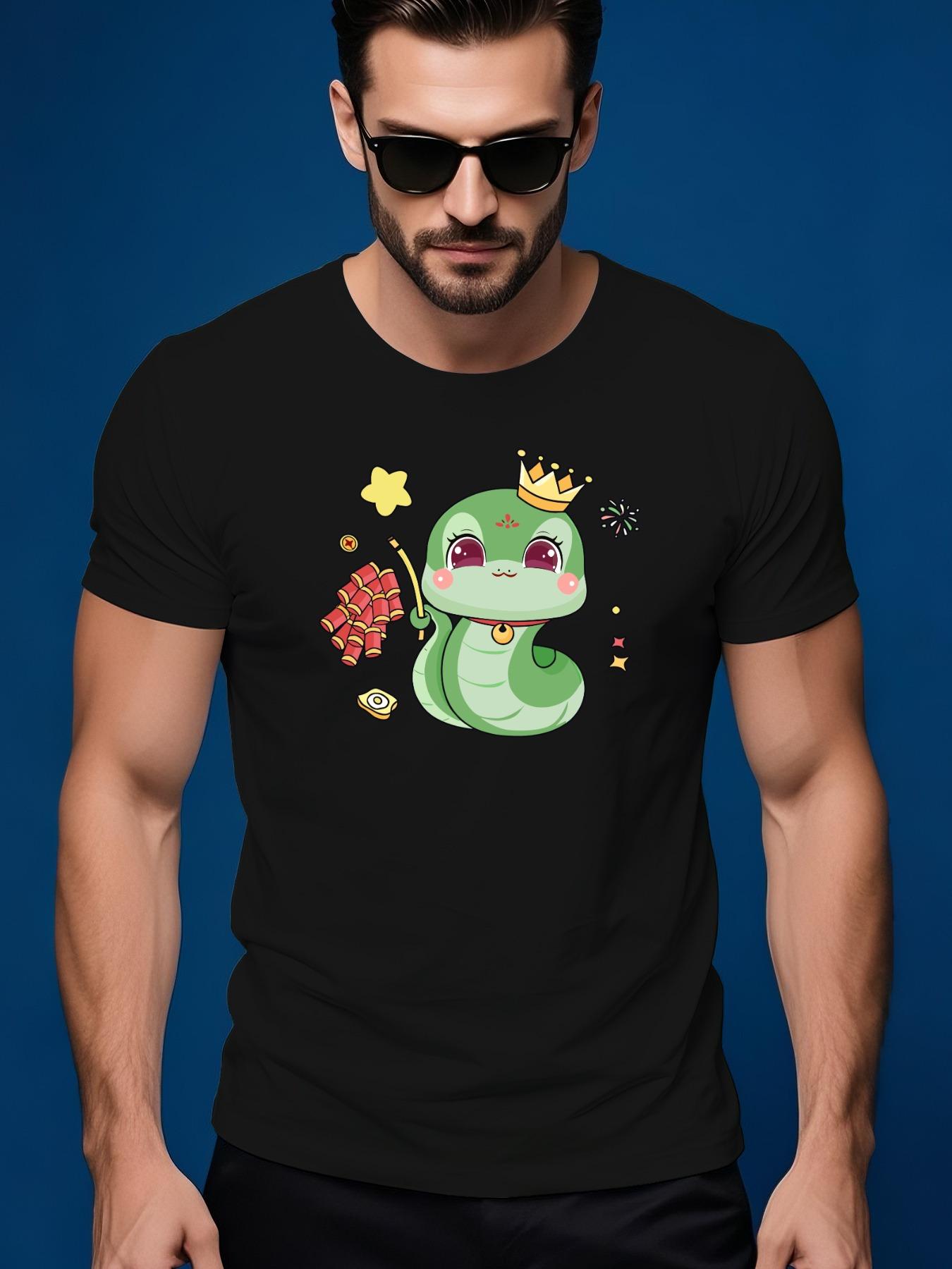 Summer Tshirt with Cute Cartoon Snake Design - Soft Cotton XL