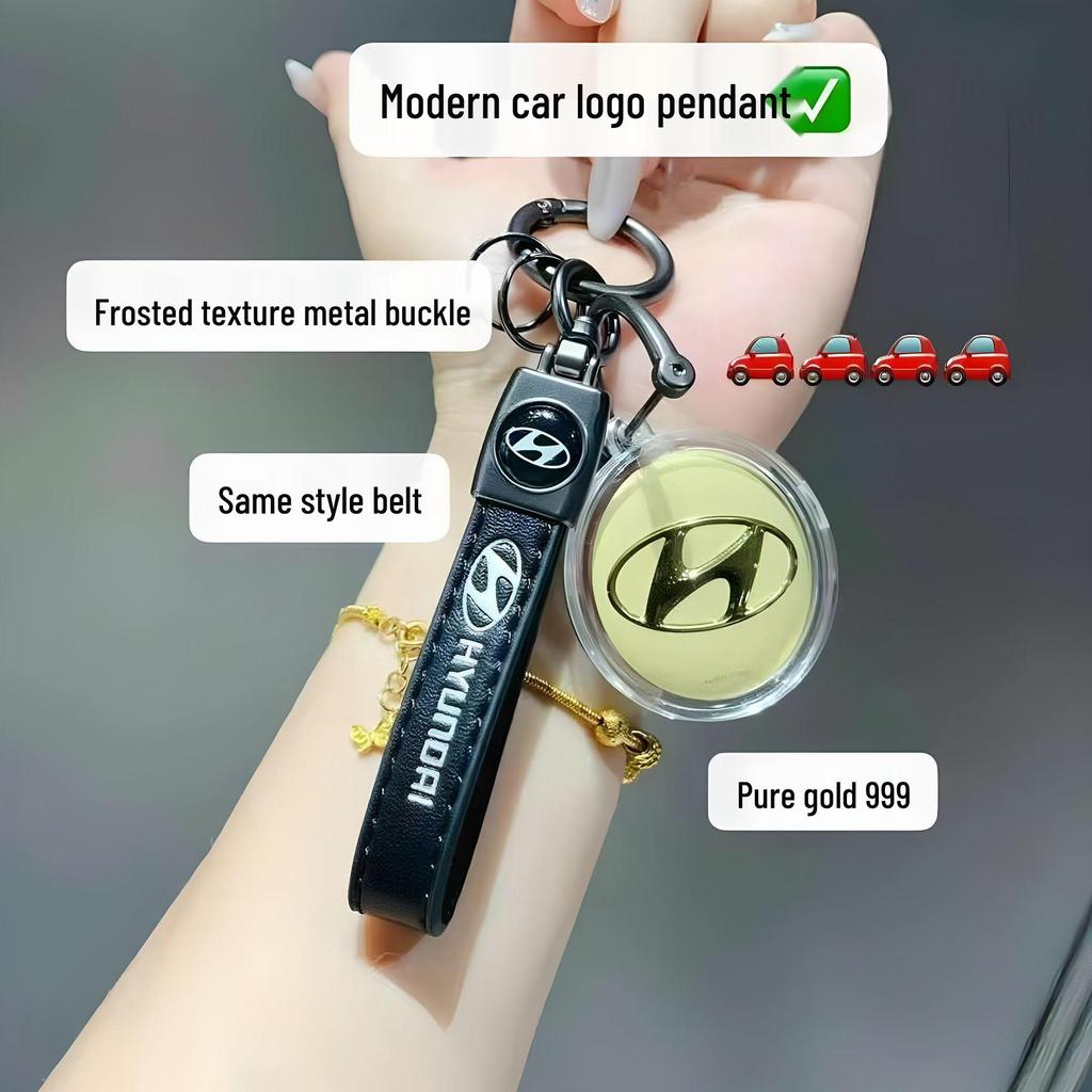 Gold 999 Pure Car Logo Pendant Keychain - New TikTok Trend Father's Day Gift