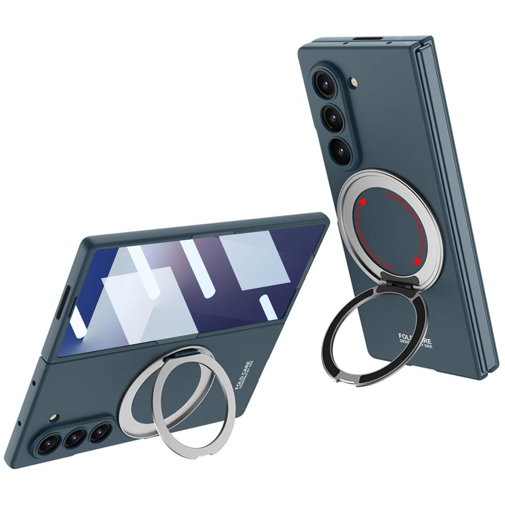 Galaxy Fold 7 Protective Cover with Tempered Glass Film Samsung Z Fold 7 6 Magnetic Rotating Bracket Wireless Charging Phone Case