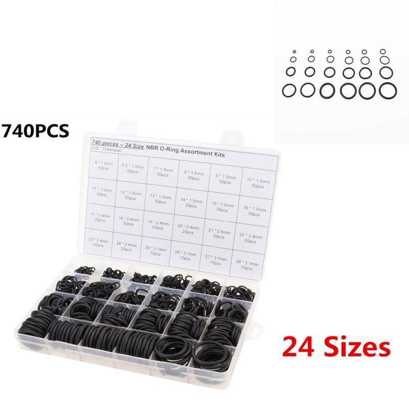 740 Pcs Boxed Thickness 1.5/2.4/3.1Mm Car Air Conditioning O-Ring Seal Gasket
