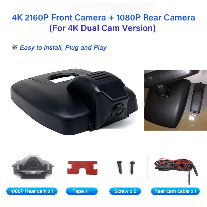 Für Toyota Highlander 3./4. Generation (XU50/XU70) 2025 2025 vorne und hinten 4K Dash Cam für Auto Kamera Recorder Dashcam WIFI Auto Dvr