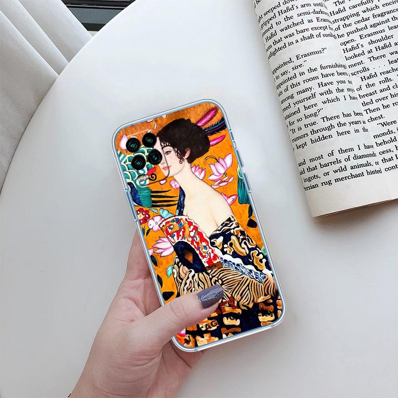 QE14 Gustav Klimt Transparent Phone Case for Samsung Galaxy A04 A04S A14 A23 A34 A54 M23 M33 M52 M53