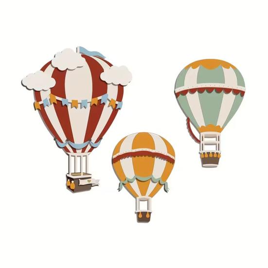 

3Pcs Wooden Hot Air Balloon Wall Art Hand-Painted Rustic Hanging Decor for Bedroom Classroom Christmas Cute Nursery Ornament Boho Home Accent Sets