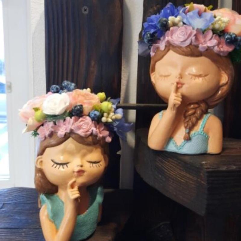 Geometric 3D Wreath Girl Gypsum Silicone Molds Storage Box Mold for Making Succulent Plant Pot Flower Pot Pen Holder