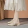 Spring/Summer 2025 Women's Pointed-Toe Mary Jane Sandals - French Fairy Style, Retro Chunky Mid-Heel Evening Shoes