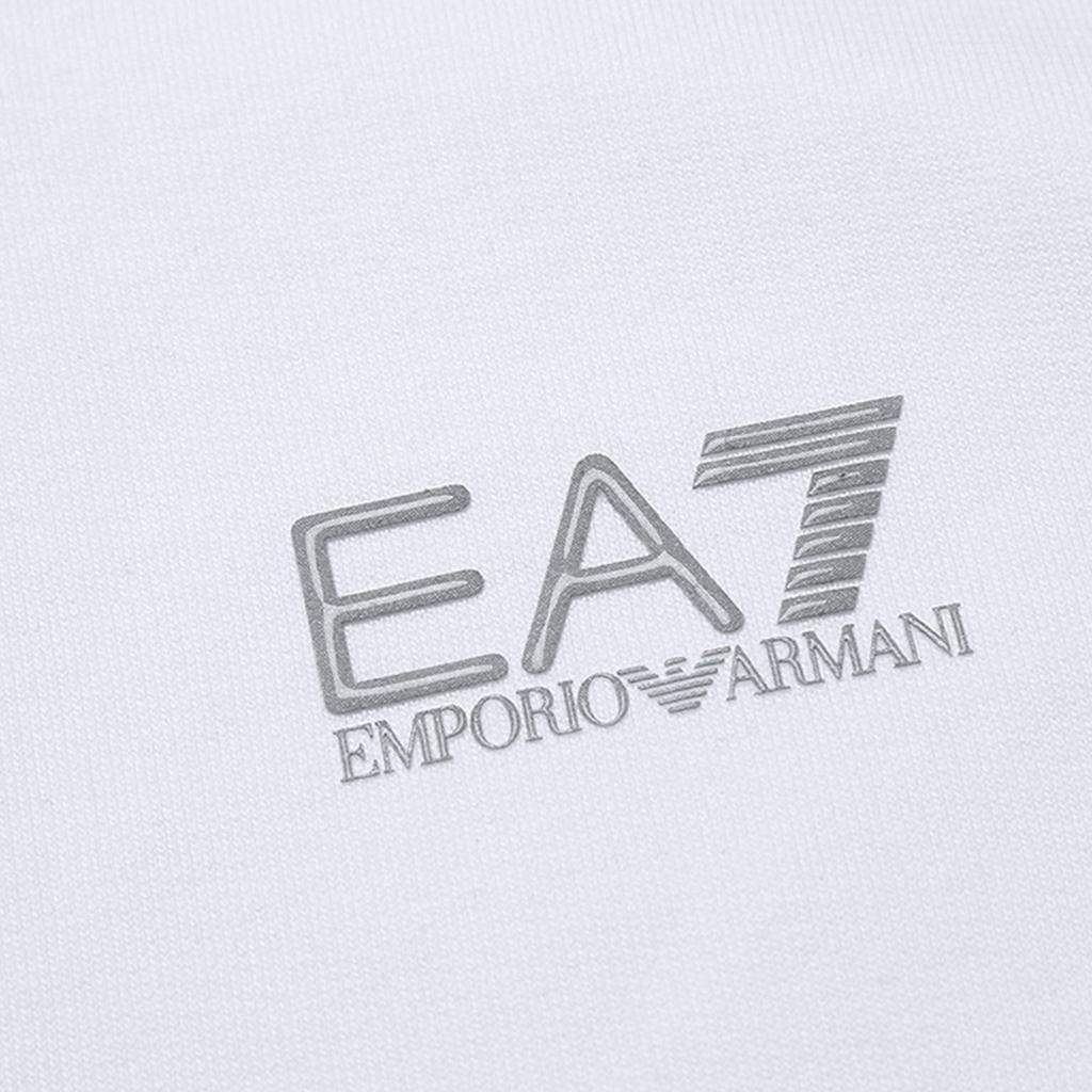 Emporio Armani EA7 Kapuzen-Reißverschluss-Langarm-Sweatshirt mit Letter-Logo-Print Herren Sweatshirt Weiß 8NPM03-PJ05Z-0100