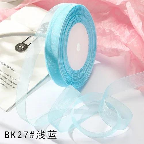 15mm 50yards/roll organza ribbons gift wedding Party Christmas decoration wrapping lace Handmade DIY Fabric White chiffon Ribbon