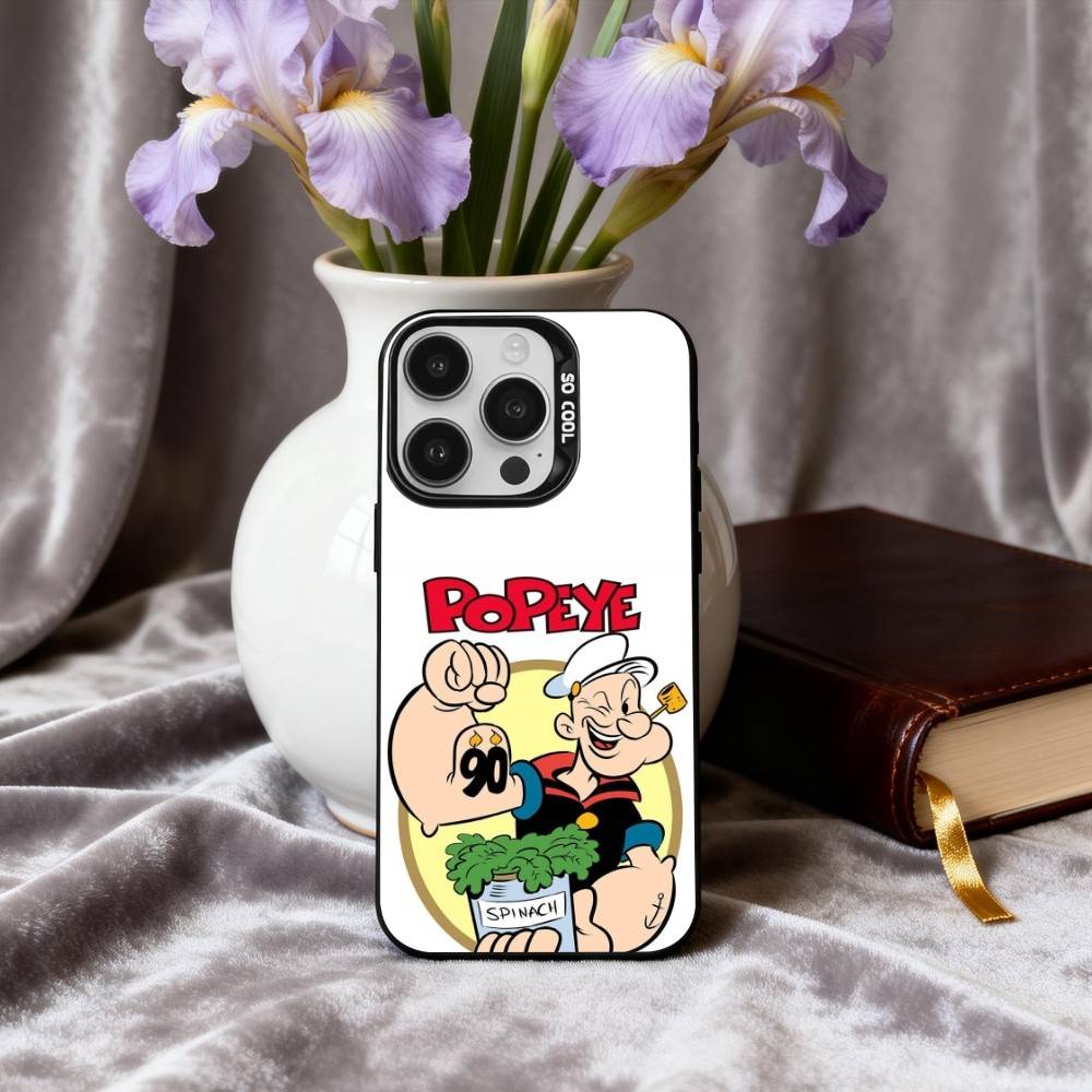 C-Cartoon C-Character P-Popeye-E  Phone Case For iPhone17,16,15,14,13,12,11 Plus,Pro Max Candy Silver Plated Inside Cover