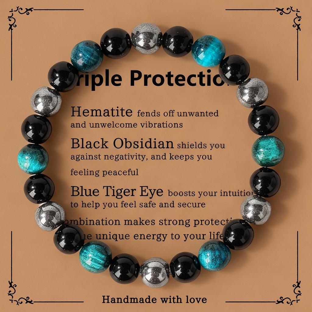 Blue Tiger Eye Beaded Bracelet: Natural Stone Handcrafted Jewelry Wristband