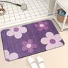 Tapis en Flanelle Imprimé Fleurs Violettes Antidérapant Absorbant Doux Tapis de Bain pour Salle de Bain Entrée Chambre d'Enfant Décoration de la Maison 50x80cm