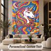 Unicorn (266) Theme Personalized Tapestry Custom Name Text Wall Hanging Tapestry Home Background Decoration