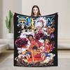 Monkey D Luffy Gear 5 Blankets Anime Flannel Throw Blanket Airplane Travel Portable Lightweight Bedsprea,
