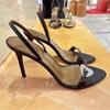 Fashion Luxurious One-Strap High Heels For Summer 2025, C-Shaped Crystal Clasp, Two-Wear Open-Toe Sandals With Thin Heels For Women