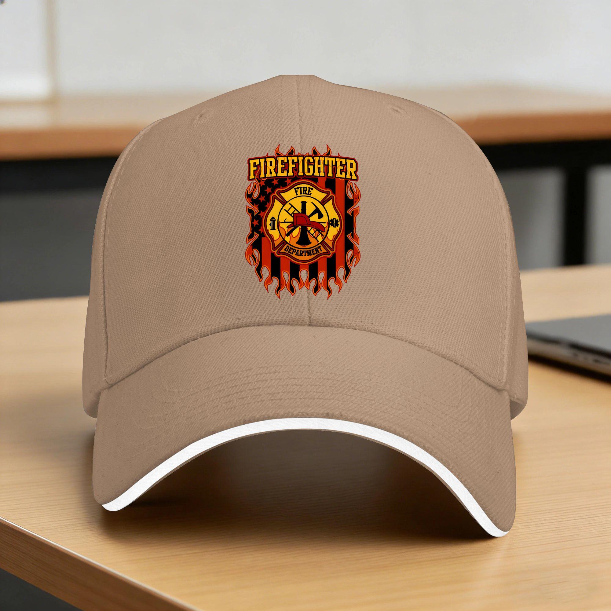 Feuerwehr Feuerwehrabzeichen Und Flagge Baseballkappe Streetstyle Hip Hop Hüte Sommer Damen Herren Outdoor Sport Baseballkappen One Size