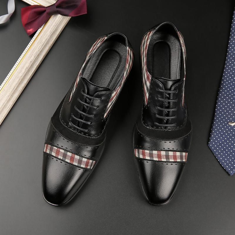 Luxury Designer New Pointed Patchwork Classic Leather Shoes Men Wedding Dress Prom Formal Footwear Sapatos Tenis Masculino