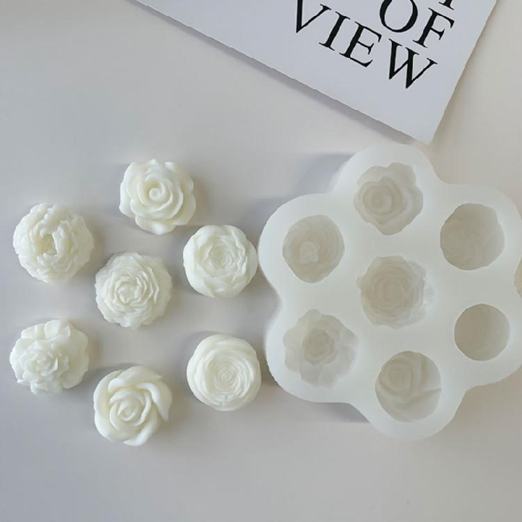 Candle Resin Silicone Mold Rose Peony Flower Aromatherapy Candle Gypsum Mold