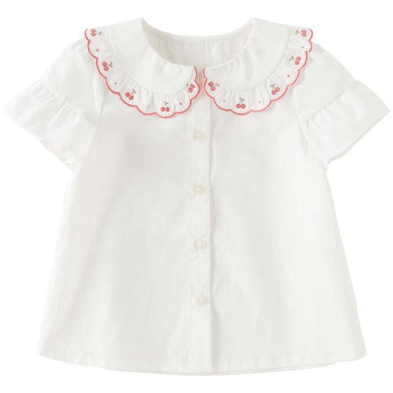DAVE & BELLA Girls' Short Sleeve Cotton Shirt