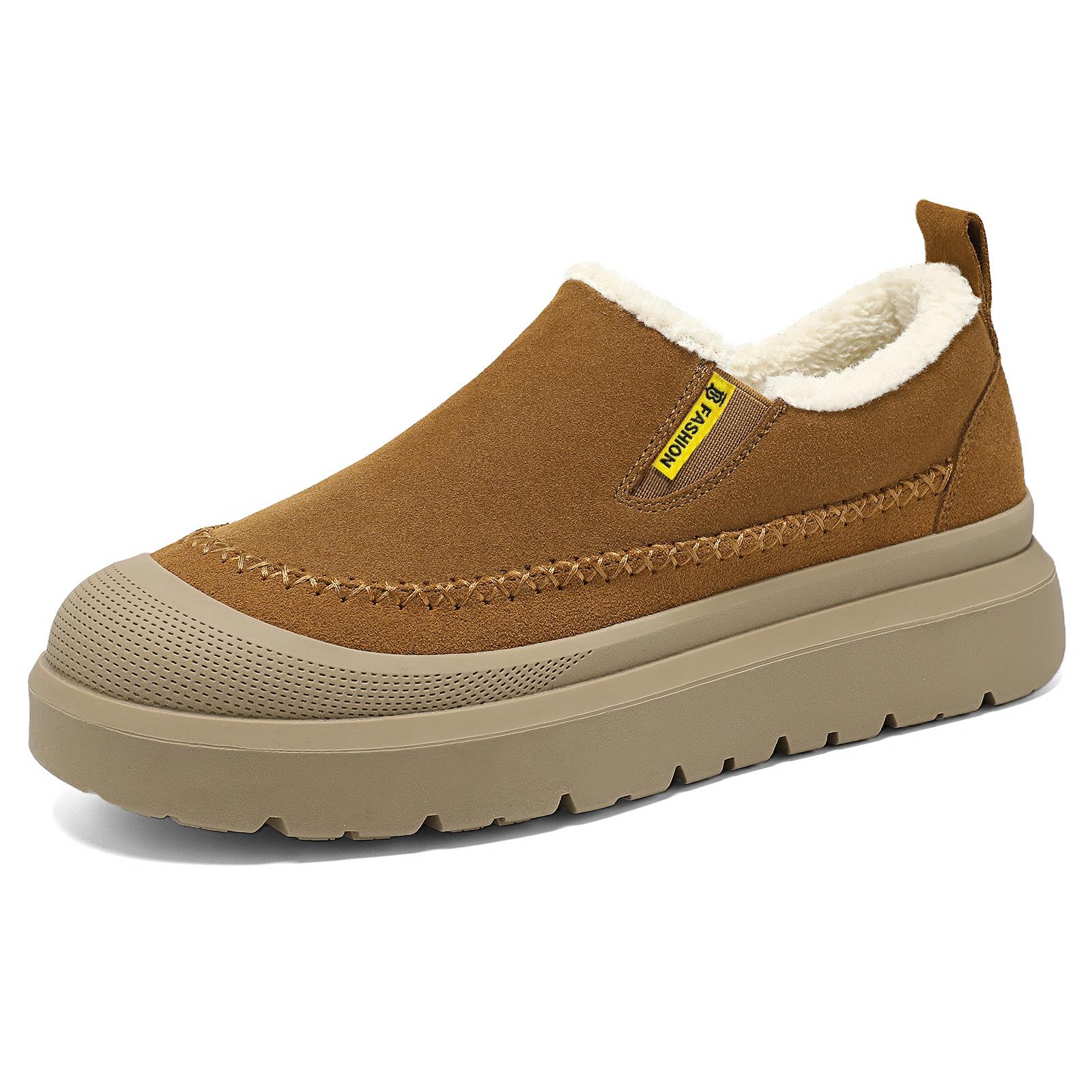 New Style Men s Warm Fashion Non-Slip Casual Shoes, with A Minimalist Design and Fleece-Lined Interior 44 коричневый