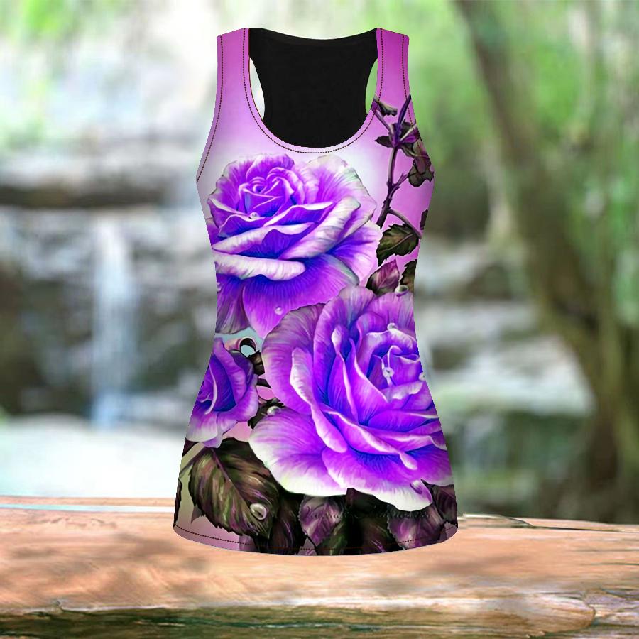 3D Pink Rose Print Women Workout Yoga Gym Printed Summer Sport Shirts Plus Size Vests