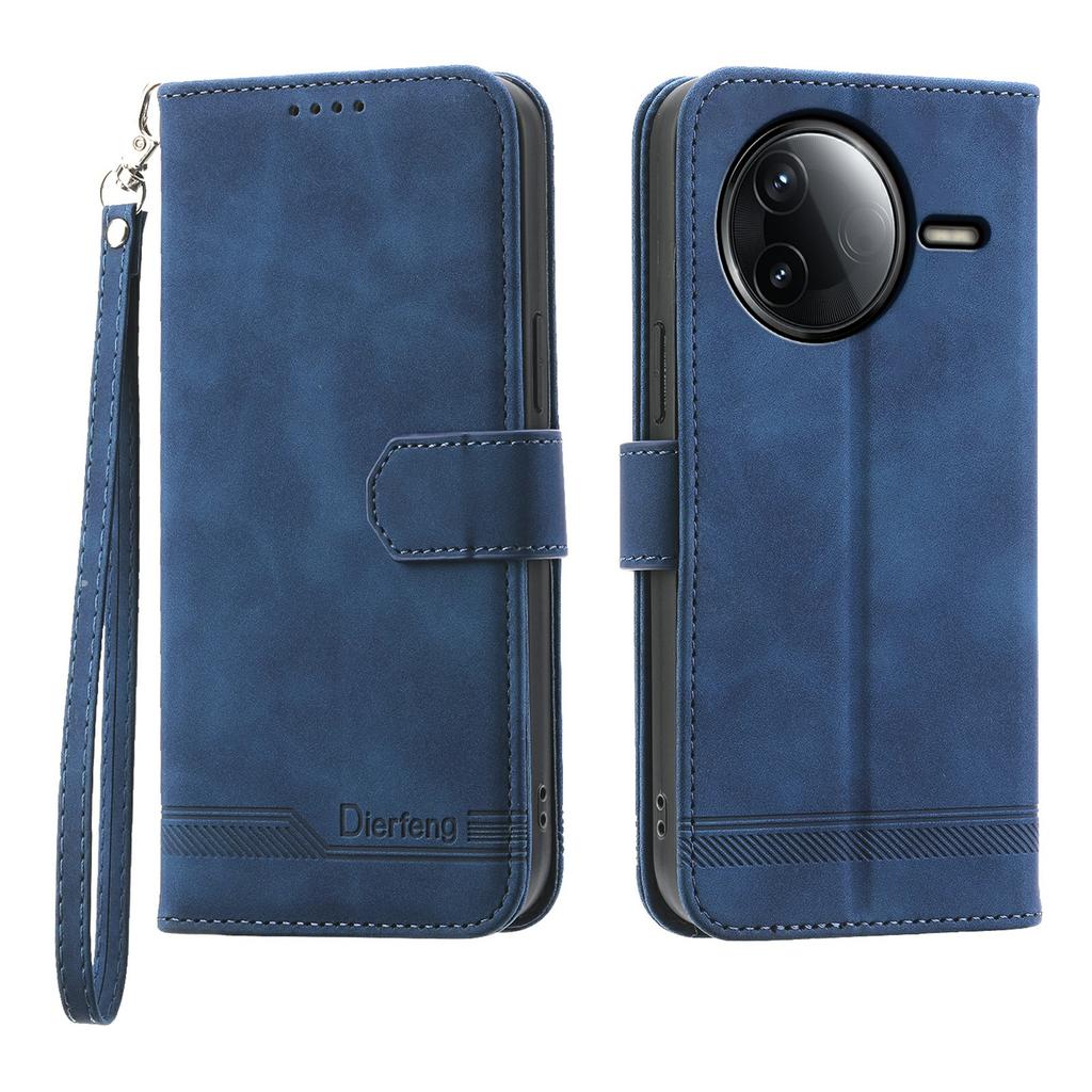 DIERFENG DF-03 For Xiaomi Redmi K80 5G/Poco F7 Pro 5G Case Lines Imprint Wallet Leather Phone Cover
