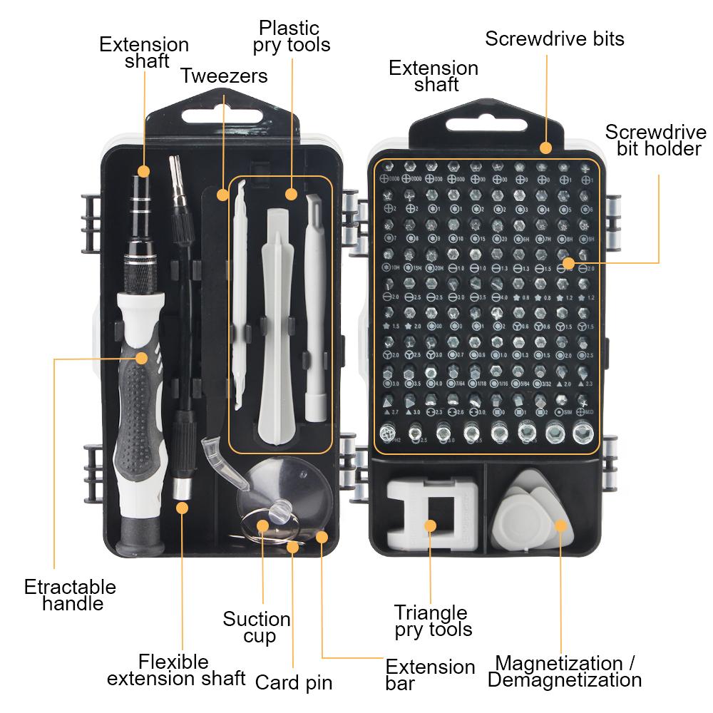 Precision Screwdriver Set Phillips Torx Hex Phone Repair Device Hand Tools Kit 115 in 1 Magnetic Screw Driver Bit Set