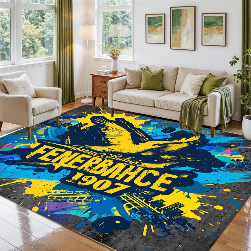 Fenerbahçe FC Design Crystal Velvet Rug Soft Decorative Mat for Bedroom Entrance